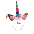 thumbnail image 2 of Traje de cumpleaños para niña, diadema de cuerno con purpurina dorada, accesorio para la cabeza de flores para decoración de fiesta, disfraz MFZFUKR CPB-DE-LYY857-4, 2 of 5