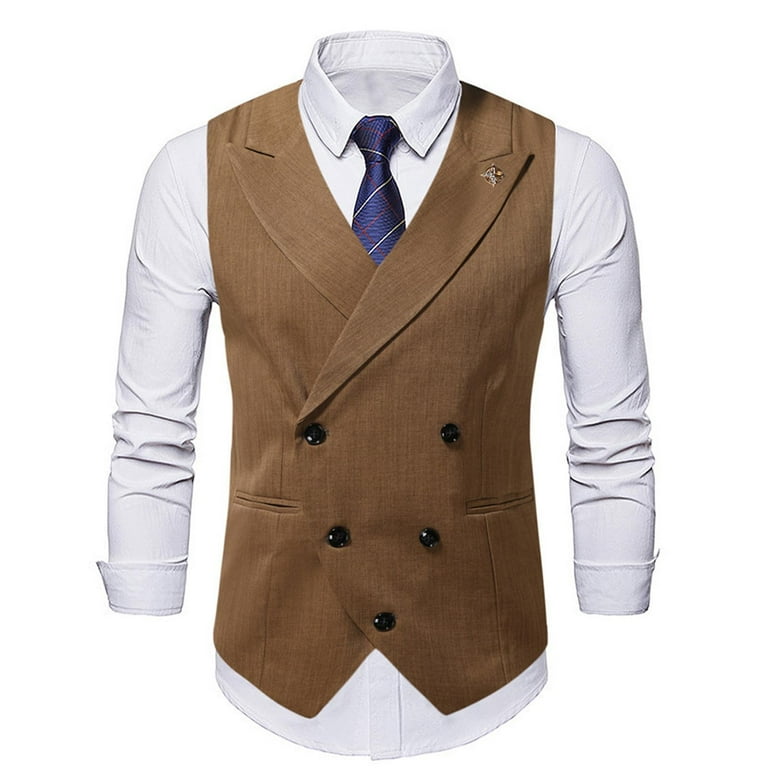 Men's Double Breasted Suit Vests Casual Business Suit Vest Shawl