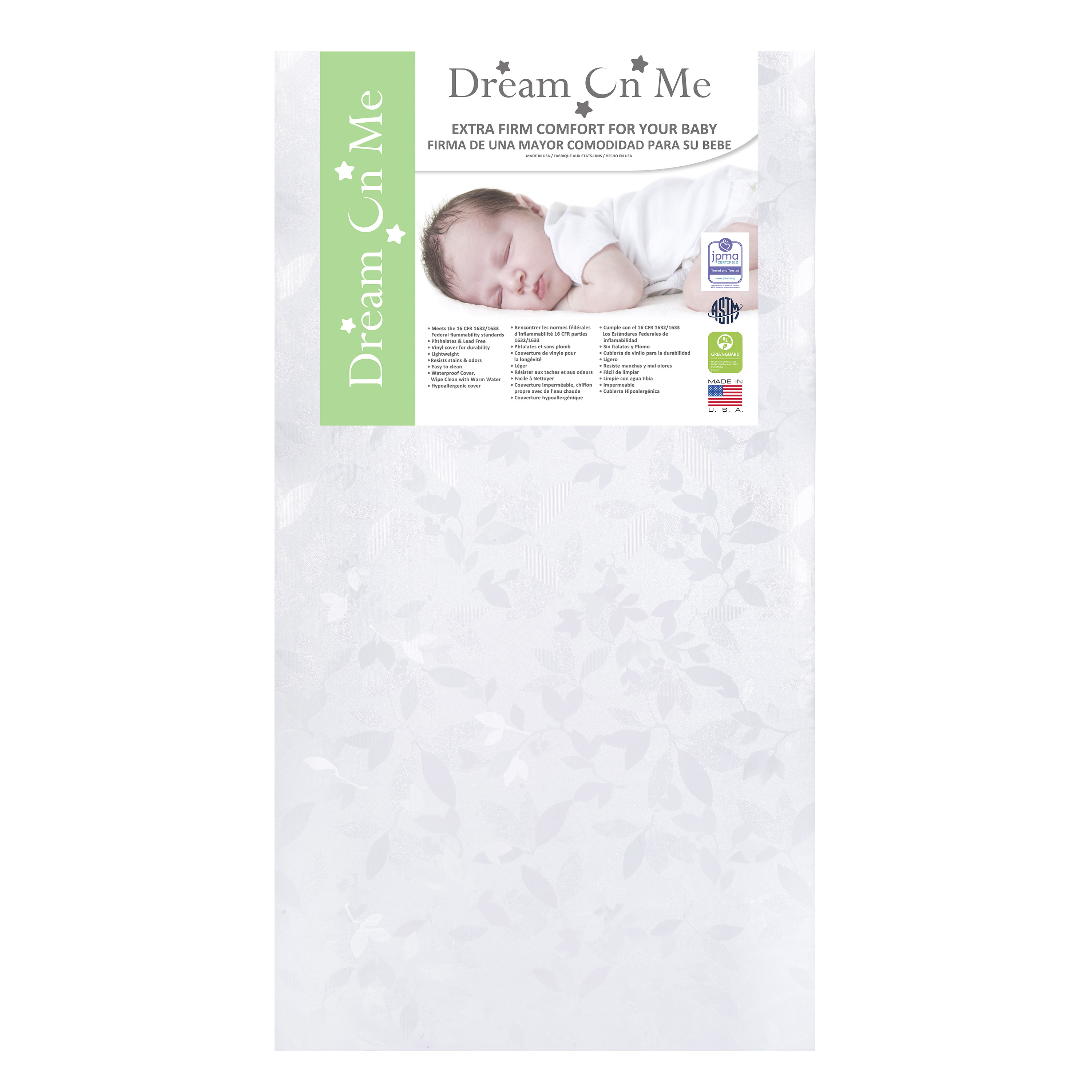 Dream On Me Jasmine 4 Inch Crib & Toddler Mattress photo 1