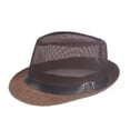 thumbnail image 1 of Men Fedora Wide Brim Mesh Spring Summer Pure Color Low-profile Sunshade Hat for Outdoor, 1 of 10