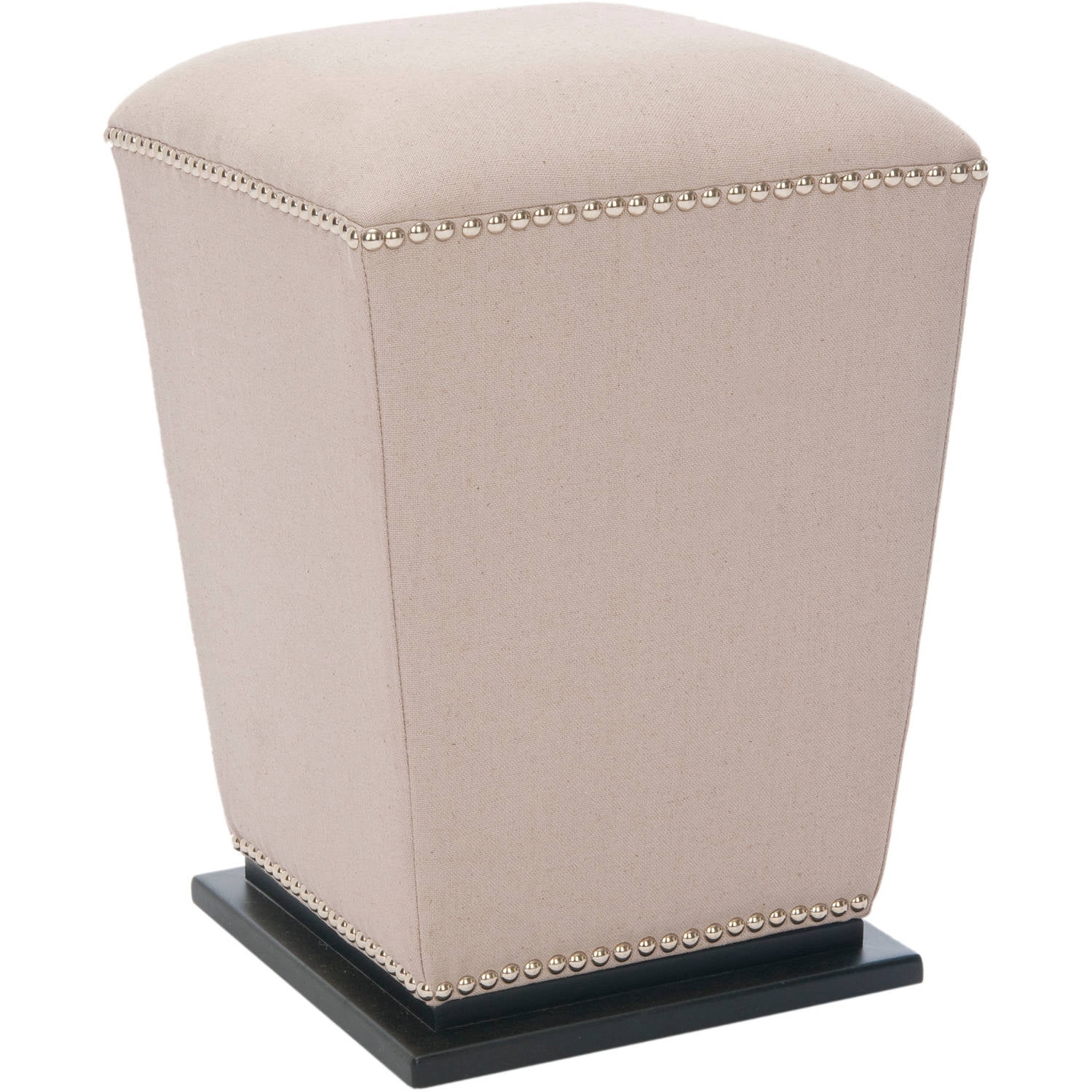 SAFAVIEH Mason Beechwood Linen Upholstered Ottoman, Taupe, Set of 2