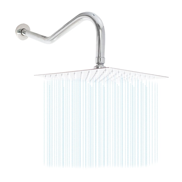 Regadera cuadrada Bauen KIT 20CM con brazo curvo de 40CM ACABADO cromo