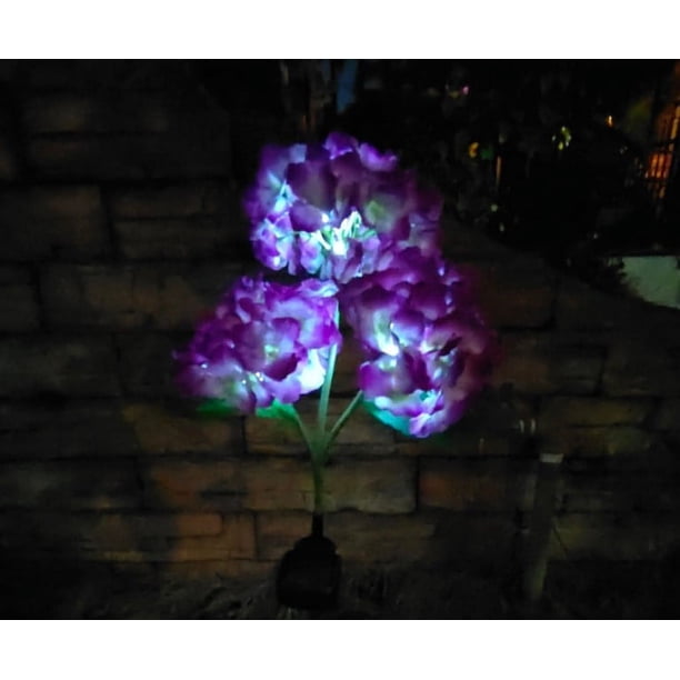 FloreceBien Luces solares decorativas para exteriores - 1 paquete de luces solares para jardín con estacas de hortensias, impermeables y realistas, luces LED para exteriores en el suelo con energía