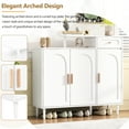 thumbnail image 4 of Elegant Shoe Cabinet With Arched Doors And Adjustable Shelves, White, For Entryway, Living Room, Build White Entryway Curved Top Plate, Spacious Desktop, Stylish, 4 of 6