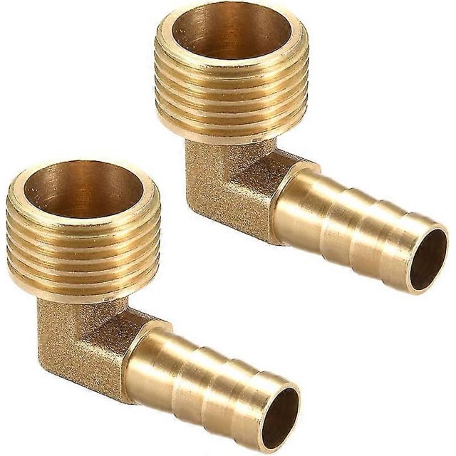 Hose Barb Fitting Brass Barb 90 Elbow 10mm Barbed x1/2" G Male Hose 2Pcs