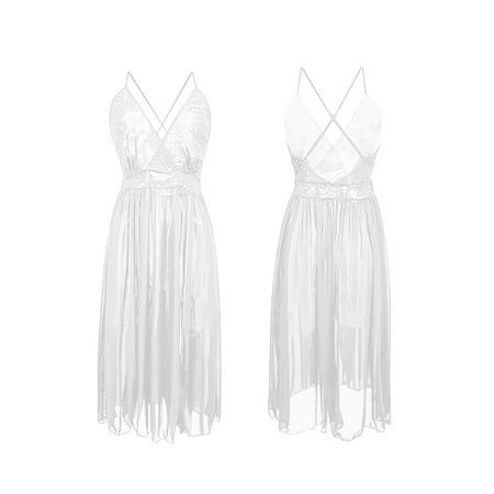 CZSCPDAW Womens Nightgown Sexy Sleepwear V Neck Full Slip Lingerie Cotton Night Gowns Sleepshirt Glamorous Long Sheer Nightgown Sparkling Mesh Slip Dress For Passionate Evenings