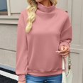 thumbnail image 5 of Sweatshirts for Women Puff Sleeve Relaxed Fit Casual Pullover with Front V Fall Versatile Comfy Tops Pink S, 5 of 8