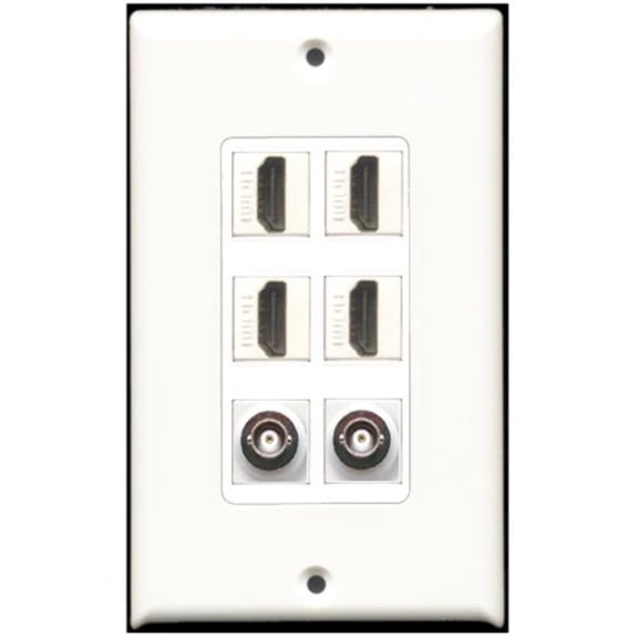 RiteAV - 4 Port HDMI 2 Port BNC Wall Plate White