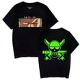 thumbnail image 2 of Roronoa Zoro 100 cotton clothes black and white summer short sleeve t-shirt top, 2 of 8