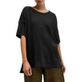 thumbnail image 7 of Ltctricy Women's Oversized T Shirts Short Sleeve Crew Neck High Low Hem Solid Color Soft Casual Tee Tops Summer Tunic Blouses, 7 of 7
