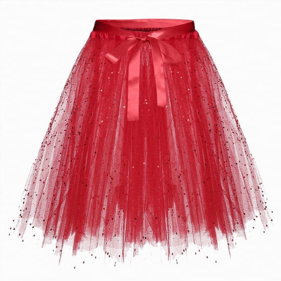 Godom Little Girl Solid Tutu Skirt 2T-10T Short Tulle Layered Flash Skirt Holiday Birthday Outfit,Red