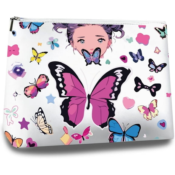 Makeup Bag Small Cosmetic Purse Large Capacity Make Up Bag Toiletry Period Mini Pouch Emergency Kit Bag Portable Travel Organizer with Zipper for Women Wife Cat Lover Vacation 7x10 Inch Mixed Color