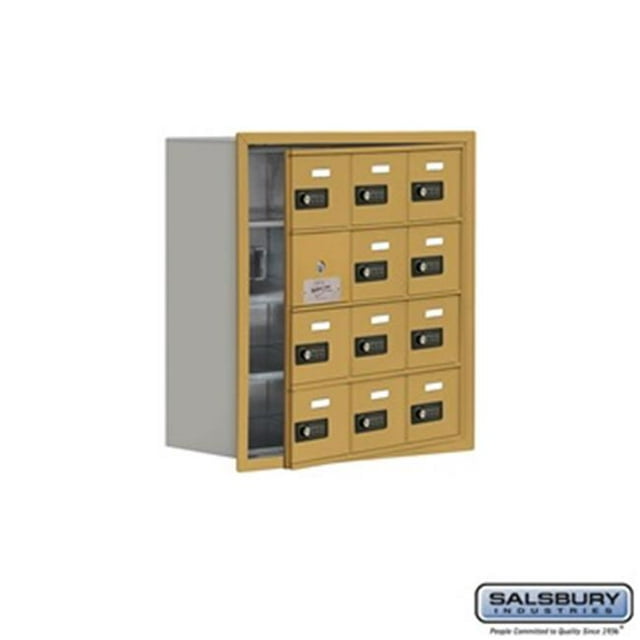 SalsburyIndustries 19148-12GRC Cell Phone Storage Locker With Front Access Panel - 4 Door High Unit, Gold