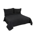 thumbnail image 2 of Marina Decoration Solid Embossed Pinsonic Coverlet Bedspread Bedding Ultra Soft Summer Quilt Set with Shams, Black Color, 2 of 6
