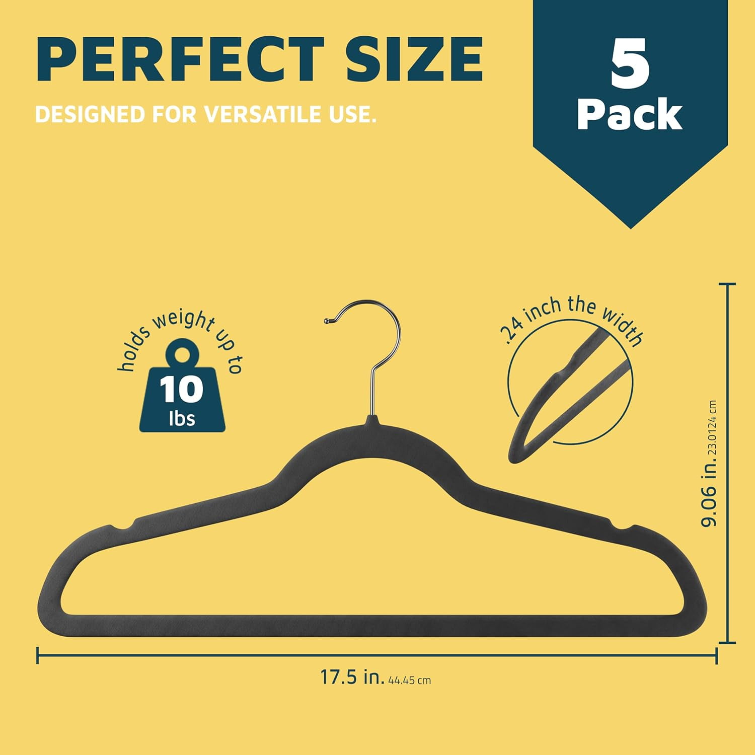 Lifemaster Velvet Clothes Hangers – With 360 Degree Swivel Hook and Non-Slip Shoulder Notch, Holds Up To 10 lbs, Heavy Duty Hanger Set, For Organizing Suit, Dress, Coat, and Clothes, Pack of 5, Gray