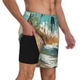 thumbnail image 3 of Goofa Coastal Palm Beach Printed Men's Swim Trunks Board Shorts Quick Dry Mens Swimming Trunks with Compression Liner,Breathable Fit Hawaii Beach Shorts-Medium, 3 of 9