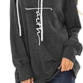thumbnail image 3 of Sudadera con capucha para mujer, manga larga, con estampado y cordón, transpirable, cómoda y con estilo, color gris M, 3 of 5
