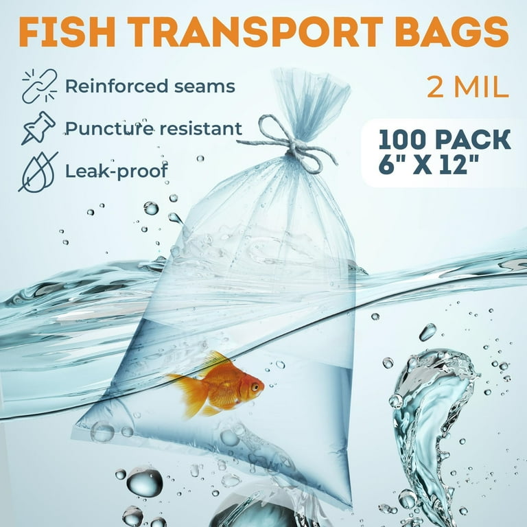 fish福袋　FL clear fish福袋 FL clear Clear Plastic Fish Bags for Live Fish, 9 x