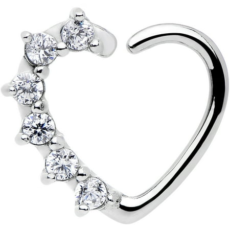 - 16 Gauge Clear Heart Right Closure Daith Cartilage Tragus Earring