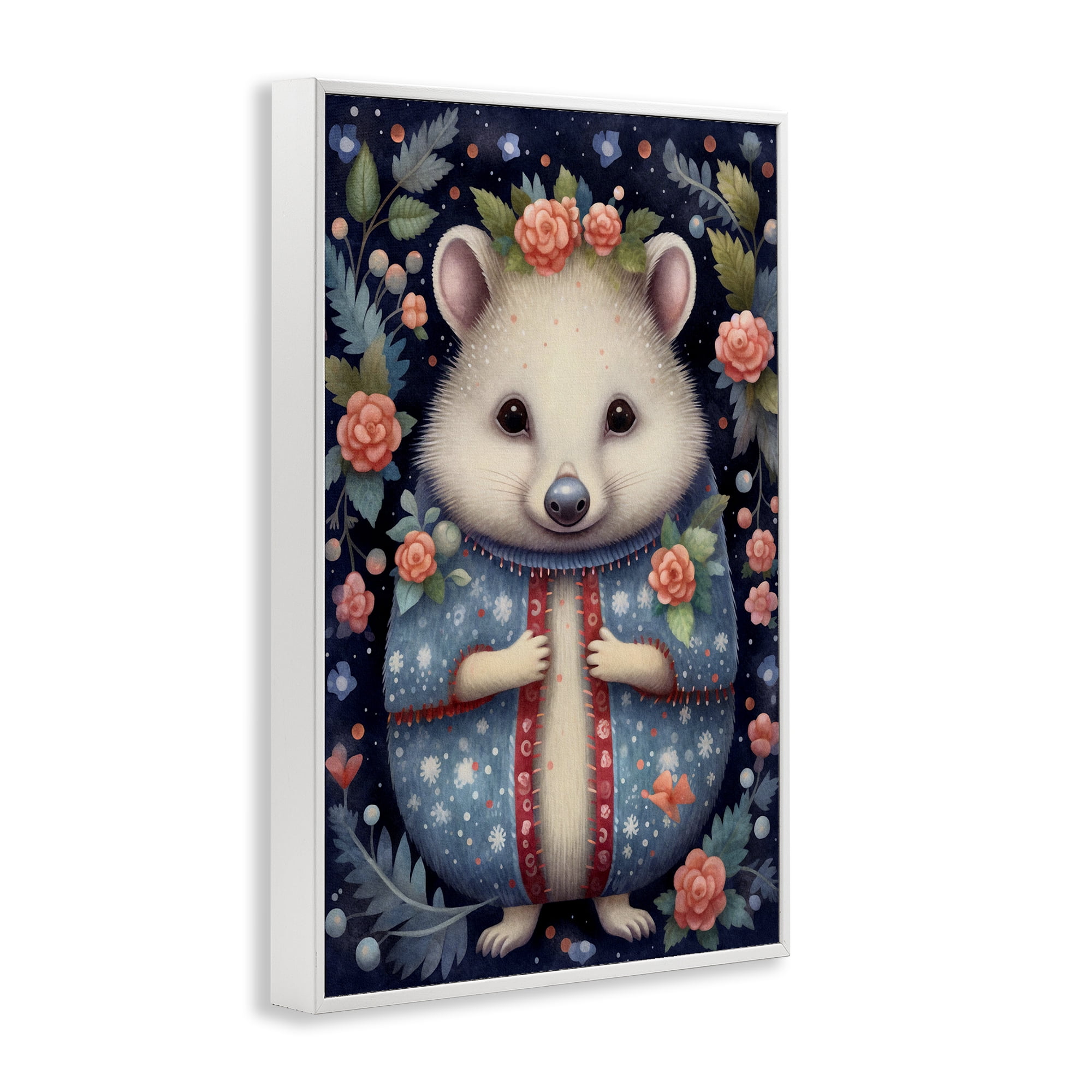 Stupell Industries Woodland Pattern Hedgehog Animals & Insects Painting White Framed Art Print Wall Art, 20 x 30