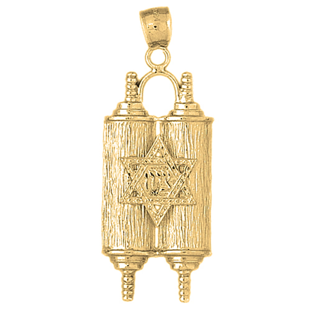 14K Yellow Gold-plated 925 Silver Jewish Torah Scroll Pendant with 18 Necklace Jewels Obsession Scroll Necklace 