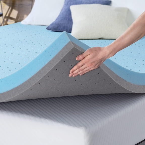 Queen Mattress Topper, 4 Inch Ventilated Design Memory Foam Queen Mattress Topper, Cooling Gel Infused Swirl Foam Pad for Pressure Relief Back Pain, CertiPUR-US Certified