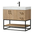 thumbnail image 2 of Vinnova Alistair 36" White Stone Top Oak Single Vanity Black Frame w/o Mirror, 2 of 16