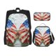 thumbnail image 1 of Disketp Patriotic Butterfly Floral Mochila Estampada de Gran Capacidad con Lonchera y Estuche, Set de 3 Piezas para Estudiantes, 1 of 7