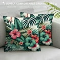 thumbnail image 3 of Leisuo  Throw Pillow Cover Summer Colorful Hawaiian Tropical Plants Hibiscus Flowers Cushion Case Home Office Sofa Hidden Zipper Pillowcase Lumbar Two Sides Printed, 3 of 5