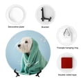 thumbnail image 4 of Bingfone Dog Wrapped in Towel Print Bone China Dinner Decorative Plates,Handmade Ceramic Dinner Plate with Stand for Home Club-10in, 4 of 6