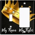 thumbnail image 2 of Metal Light Switch Plate Outlet Cover (My Room My Rules Crown Tilted - Single Toggle Single Rocker), 2 of 2