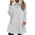 thumbnail image 2 of tarylea Sweatshirt for Women Long Sleeve Plush Pullover Turn down Collar Comfy Winter Tops Casual Loose Soft Tops with Pockets, 2 of 6