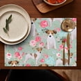 thumbnail image 4 of Jack Russell Terrier Dog and Flower Summer Placemats Table Placemats Set Of 6-Linen Kitchen Washable Placemats Table Mats 11.8"x17.7"Non-Slip Heat Resistant, 4 of 5