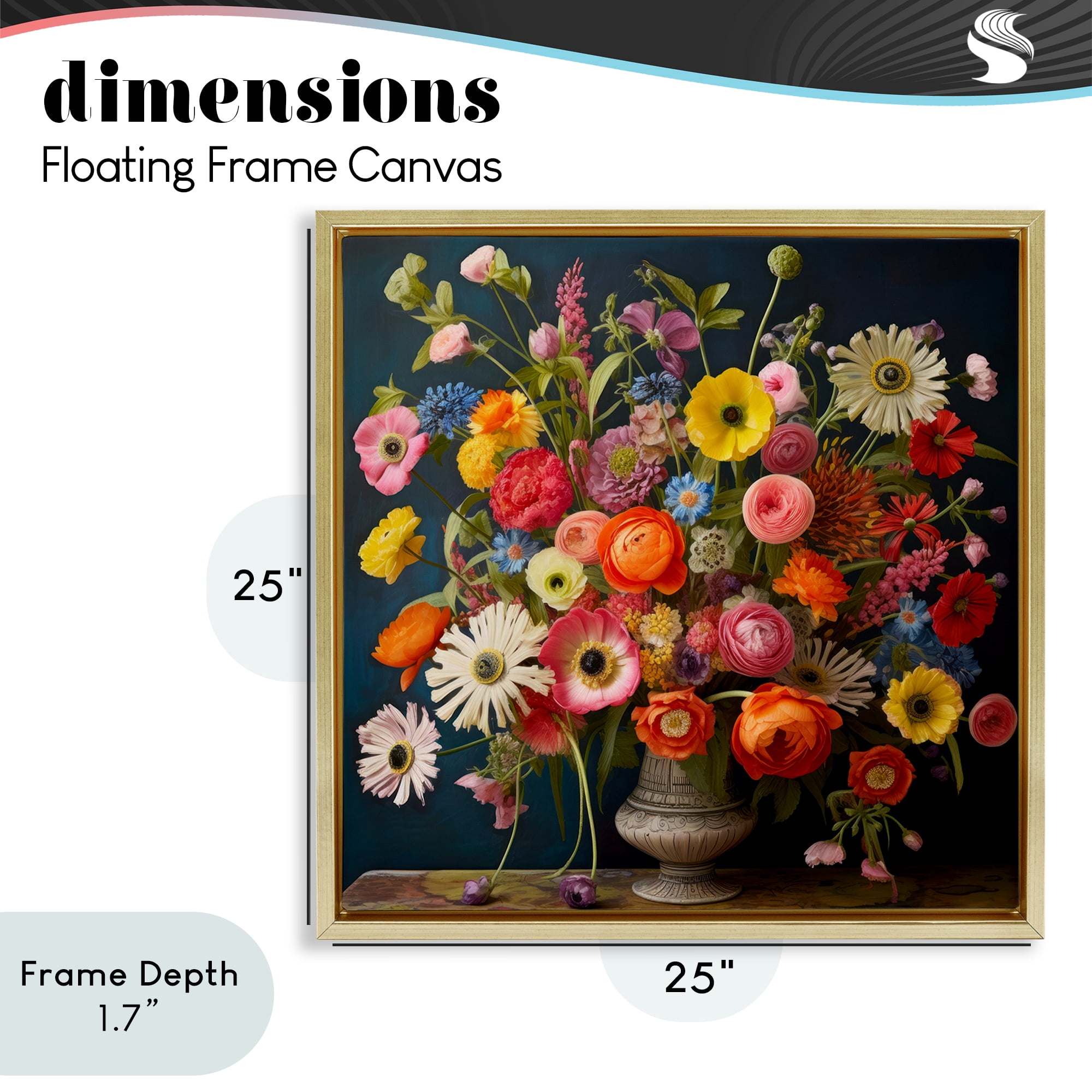 Stupell Industries Harmonious Garden Bouquet Gold Framed Floater Canvas Wall Art, design by Lazar Studio