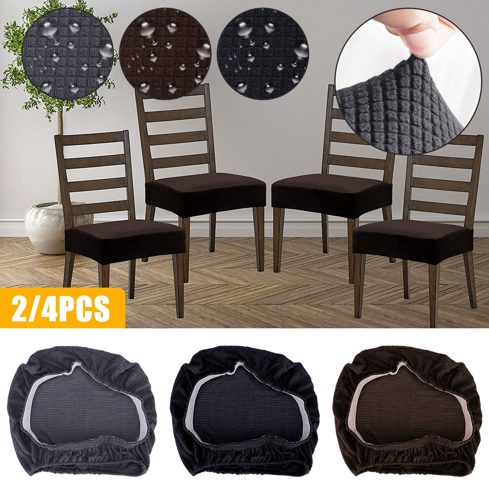 EEEkit Stretch Spandex Jacquard Dining Room Chair Seat Covers, 4/2Pcs