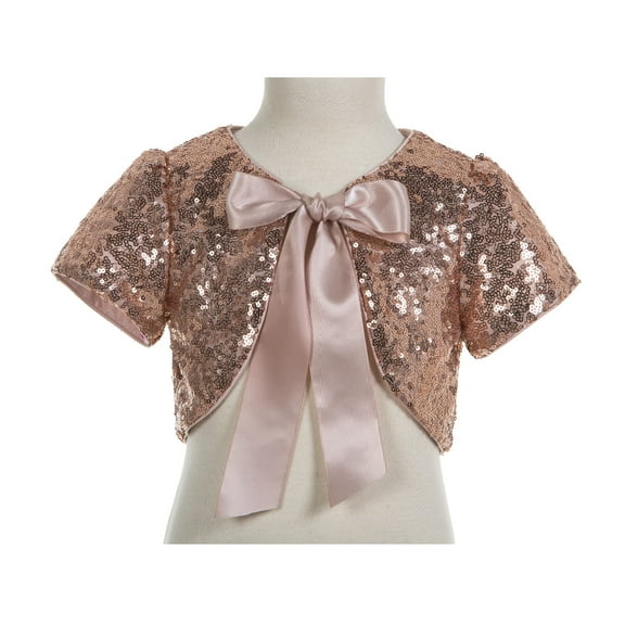 Ekidsbridal Sequins Mesh Rose Gold Bolero Flower Girl Bolero Party Capes Special Occasions Jacket Princess Cape Dress Cover Up Flower Girl Shrug 10