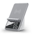 thumbnail image 1 of Bluetooth Speaker Smart Alarm Clock Calendar Wireless Charging Dock Mobile Phone Holder Stand Radio White, 1 of 5