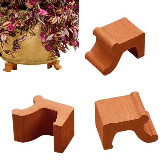 Primegos 3Pcs Resin Flower Pot Feet Reusable Plant Pot Riser Outdoor Indoor Potted Plants Planter Support Feet for Flowerpot with Straight or Flat Edge