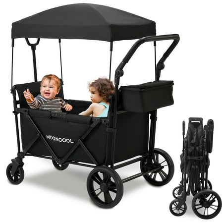Lilypelle 200 lbs Capacity 2 Seater Kids Wagon with UV-Protection Canopy