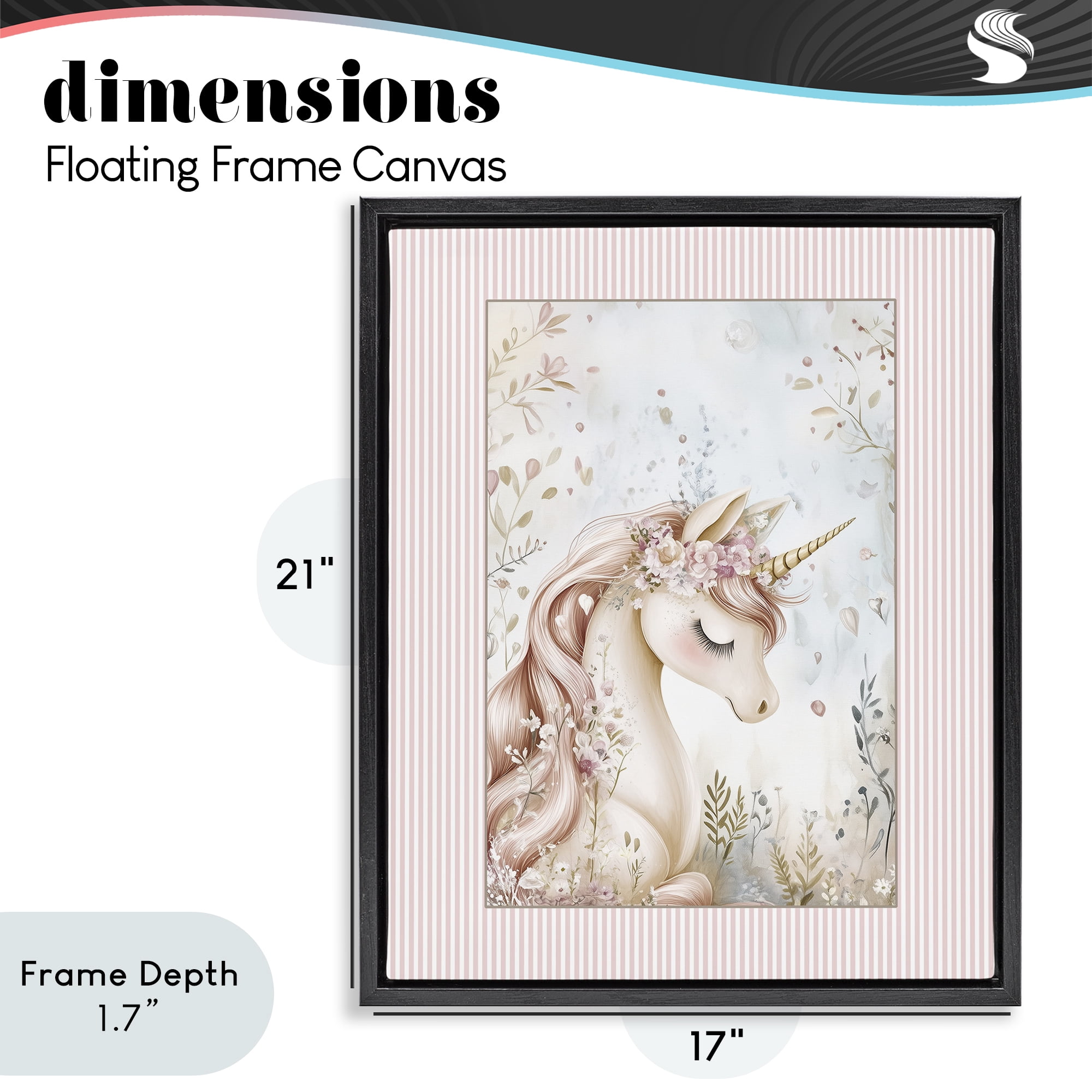 Stupell Industries Enchanted Dreams Unicorn Black Framed Floater Canvas Wall Art, design by Christine Simpson Art