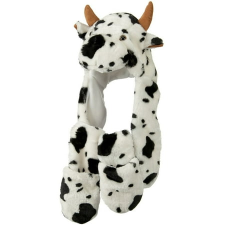 TopTie Halloween Animal Costume Hat, Long Scarf And Mittens-Cow