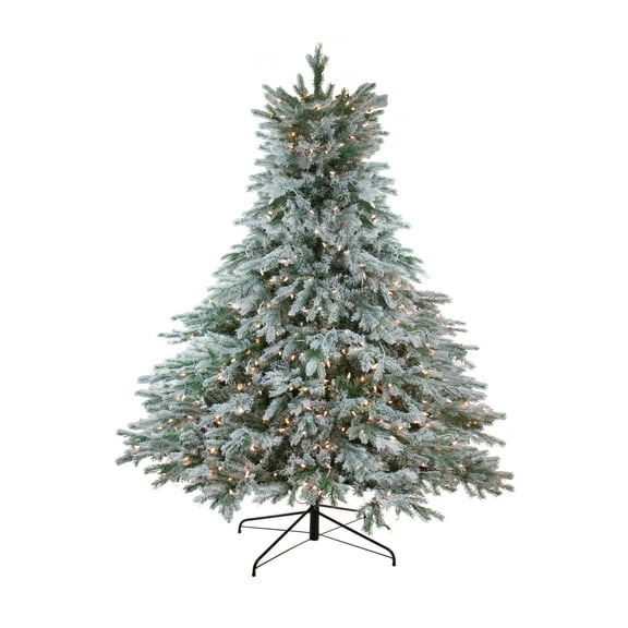 Northlight Real Touch™️ Pre-Lit Full Flocked Jasper Balsam Fir Artificial Christmas Tree - 7.5' -