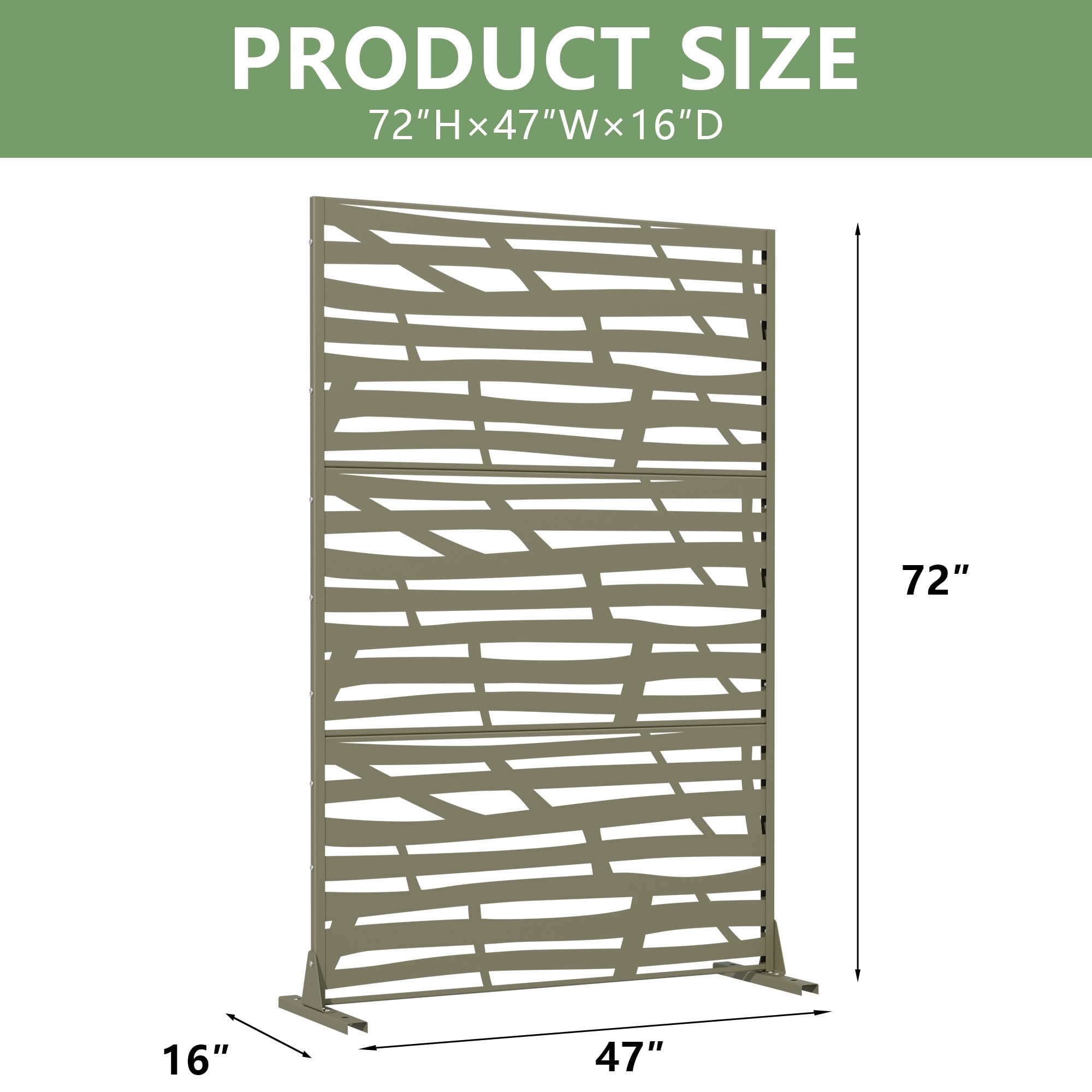 MAYEERTY 72*35in Outdoor Privacy Screen, Powder Coated Metal Privacy Fence, Yard Privacy Panel for Patio, Balcony, Garden