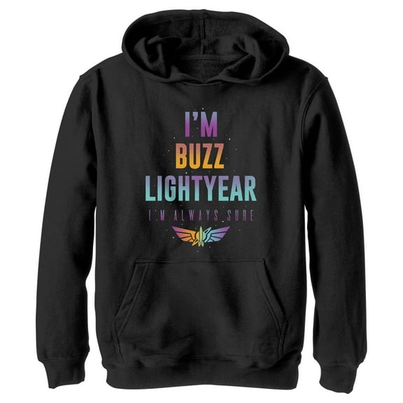 Boy's Lightyear I'm Buzz Lightyear I'm Always Sure Pull Over Hoodie Black Small