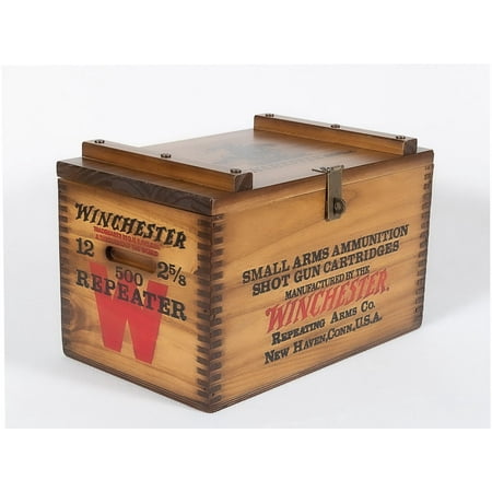Winchester Handcrafted Wooden Ammo Box 500 Shell Capacity Pine Material Lockable Clasp
