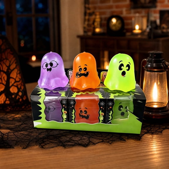 Halloween Ghost Slow Rising Stress Toy, Random Color Soft TPR Maltose Squeeze Fidget Toy, Cute Ghost Shape Anxiety Relief Sensory Toy for Kids Adults, Halloween Party Favor Novelty Gift