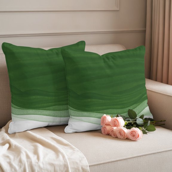 Outdoor Throw Pillow Covers,Sage Green Ombre Ocean Wave Waterproof Decorative Pillowcases Cushion Cover Modern Minimalist Style Pillow Cases for Patio Couch Sofa Bed,18x18in Set of 2