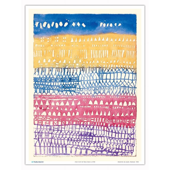 Old City - From an Original Watercolor Painting by Paul Klee c.1928 - Master Art Print (Unframed) 9in x 12in