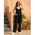 thumbnail image 3 of Lentta Women's Loose V Neck Harem Jumpsuits Sleeveless Spaghetti Strap Baggy Overalls with Pocket (Black-L), 3 of 4