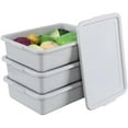 thumbnail image 3 of 3-Pack 13 L Plastic Bus Tub Box, Commercial Bus Tub with Lid, Grey, 3 of 7